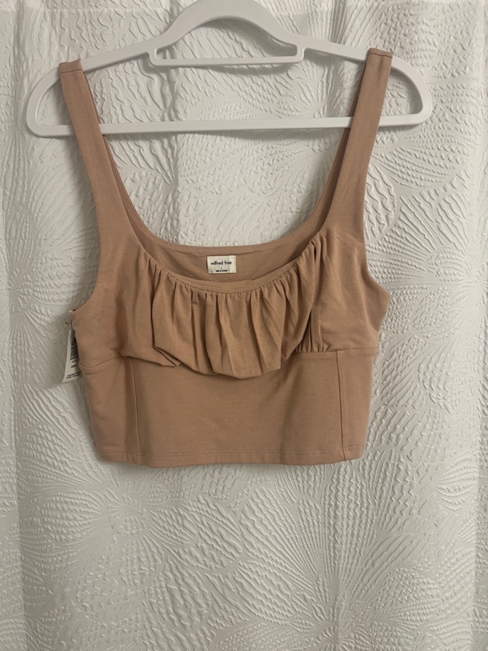 Aritzia Wilfred Dusty Rose Ruffle Crop Tank Top Women's Size L